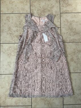 BCBGeneration Blush Snake-Print Ruffle Shift Dress Size XS